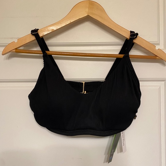 La Vie en Rose BLACK RIB Recycled Fibers D Cup Bralette Bikini Top - Picture 10 of 10